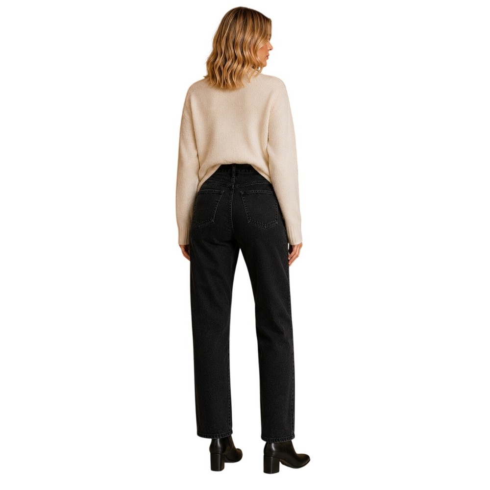 Reformation Cynthia High Rise Straight Jeans Seattle Black Denim Petite 26P - Picture 4 of 14